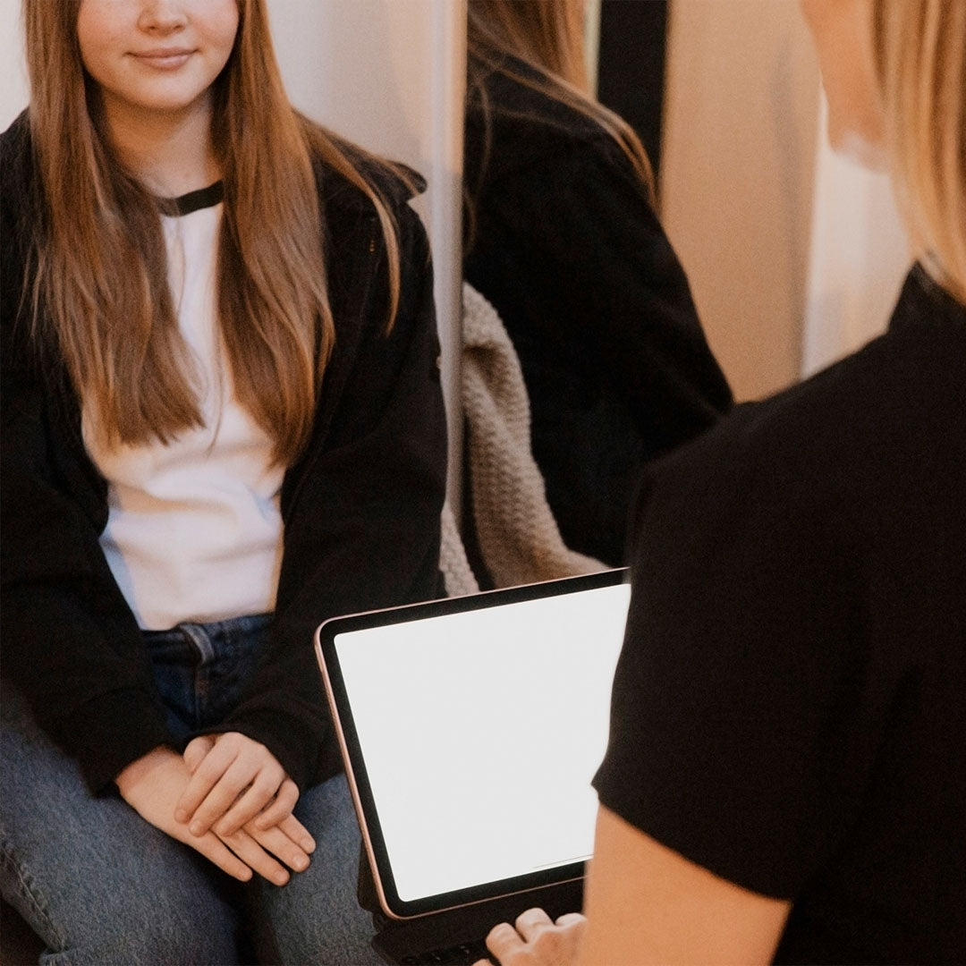 skin consultation with patient at neves skin studio