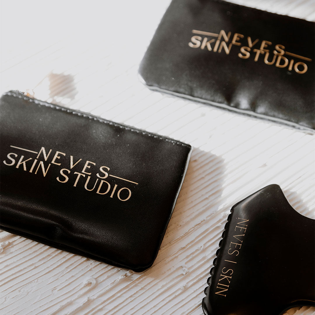 Neves Skin Zipper Pouch and gua sha